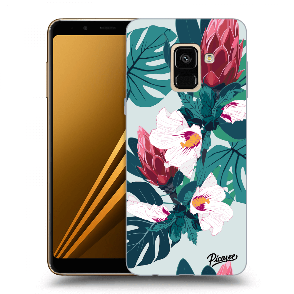 Picasee silikonowe czarne etui na Samsung Galaxy A8 2018 A530F - Rhododendron