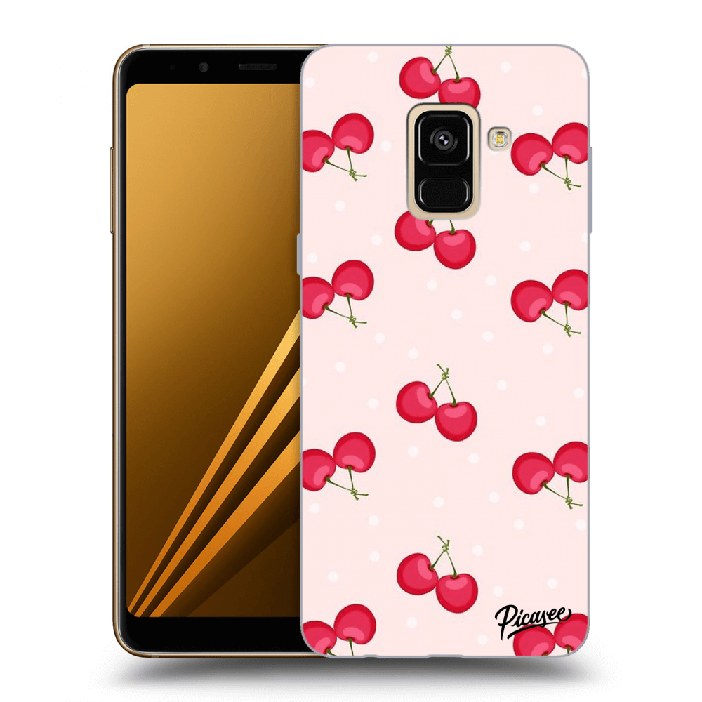 Picasee silikonowe czarne etui na Samsung Galaxy A8 2018 A530F - Cherries