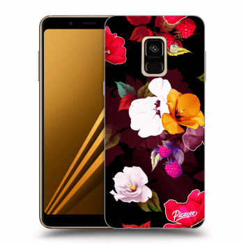 Picasee silikonowe czarne etui na Samsung Galaxy A8 2018 A530F - Flowers and Berries