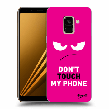 Picasee silikonowe czarne etui na Samsung Galaxy A8 2018 A530F - Angry Eyes - Pink