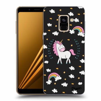 Picasee silikonowe czarne etui na Samsung Galaxy A8 2018 A530F - Unicorn star heaven