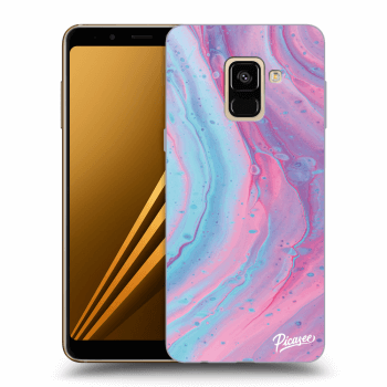 Picasee silikonowe przeźroczyste etui na Samsung Galaxy A8 2018 A530F - Pink liquid