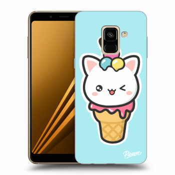 Picasee silikonowe czarne etui na Samsung Galaxy A8 2018 A530F - Ice Cream Cat