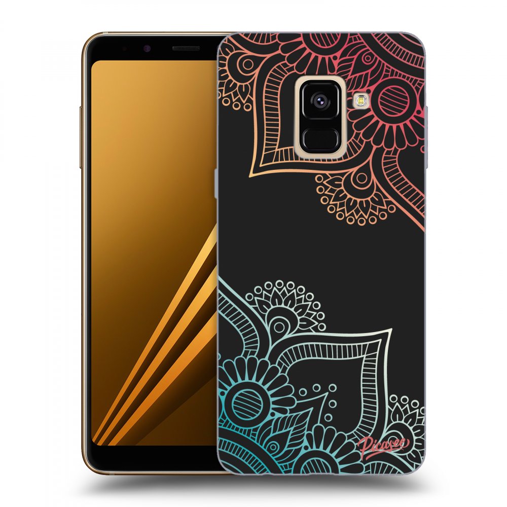 Picasee silikonowe czarne etui na Samsung Galaxy A8 2018 A530F - Flowers pattern