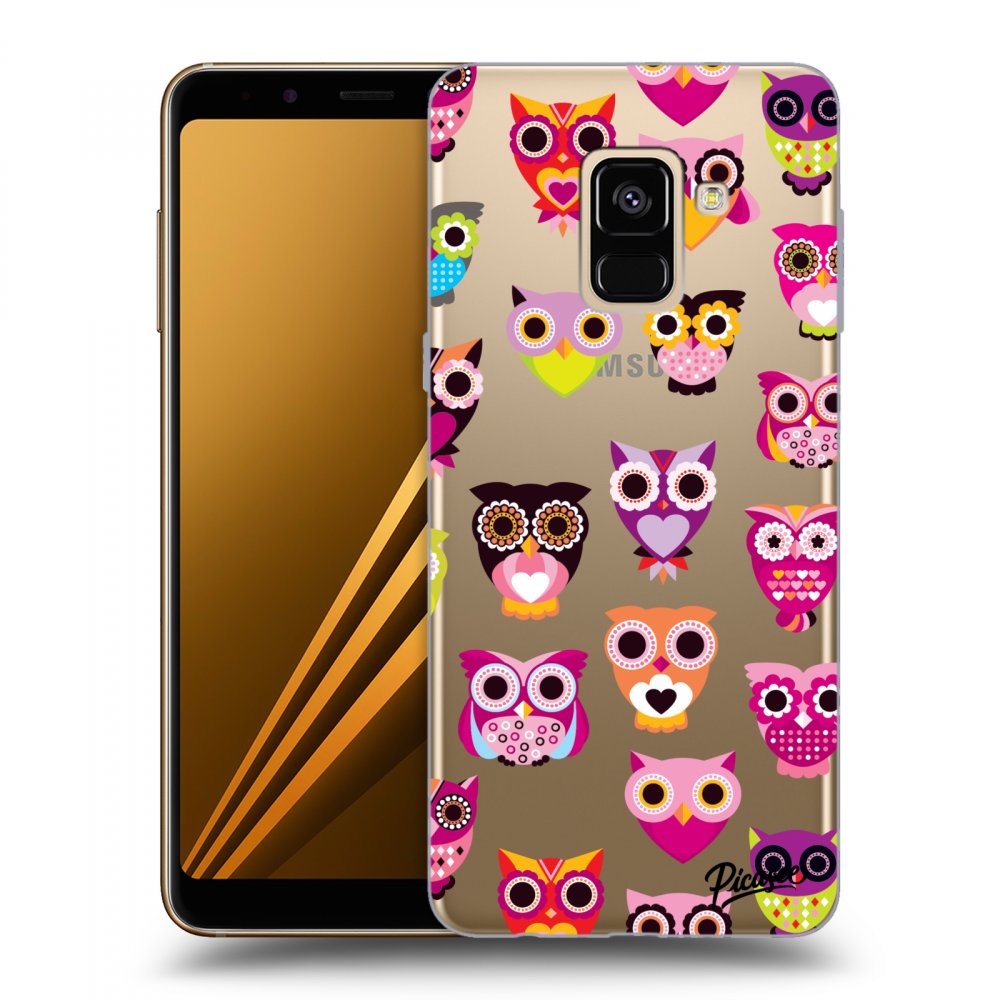 Picasee silikonowe przeźroczyste etui na Samsung Galaxy A8 2018 A530F - Owls