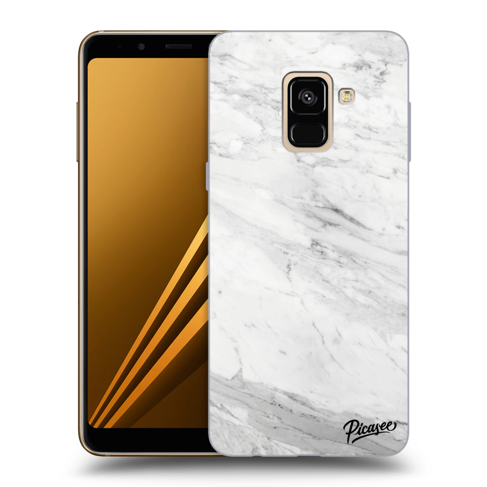 Picasee silikonowe czarne etui na Samsung Galaxy A8 2018 A530F - White marble