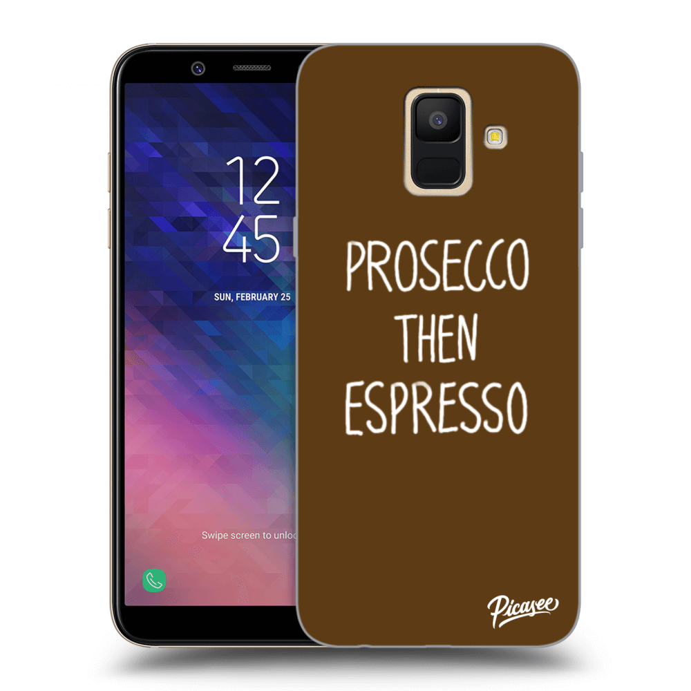 Picasee silikonowe przeźroczyste etui na Samsung Galaxy A6 A600F - Prosecco then espresso