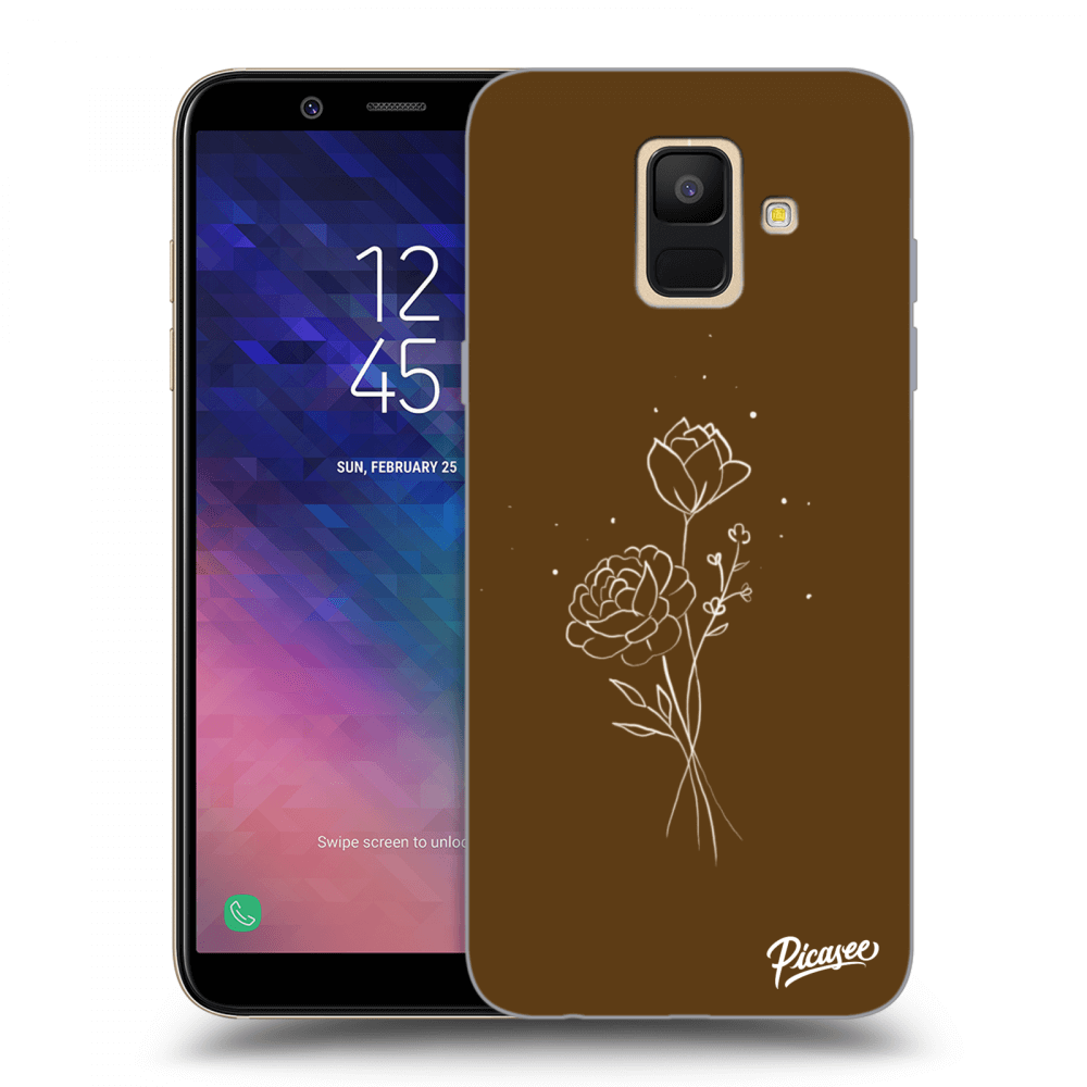 Picasee silikonowe przeźroczyste etui na Samsung Galaxy A6 A600F - Brown flowers