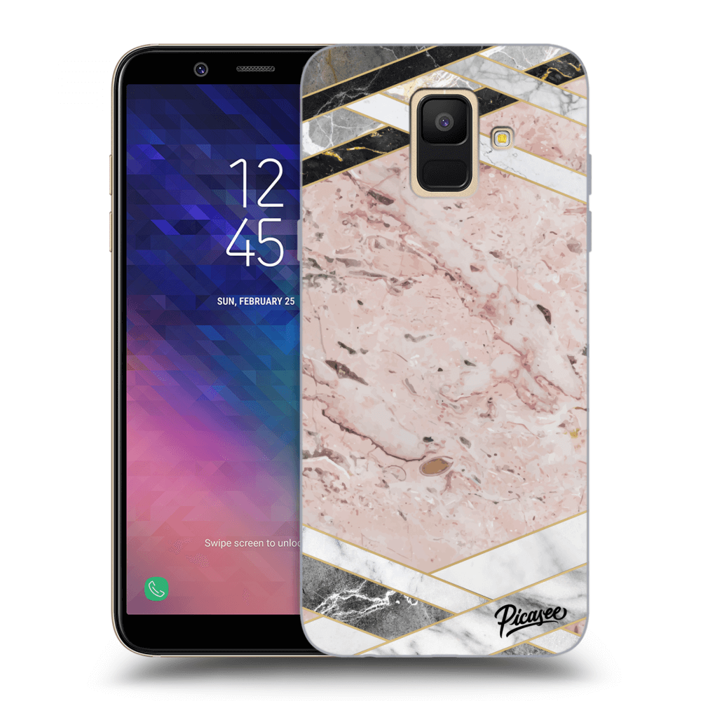 Picasee silikonowe przeźroczyste etui na Samsung Galaxy A6 A600F - Pink geometry