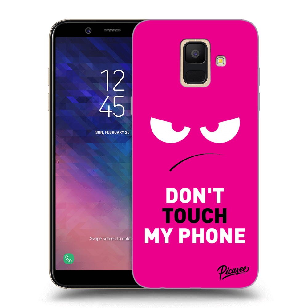 Picasee silikonowe przeźroczyste etui na Samsung Galaxy A6 A600F - Angry Eyes - Pink