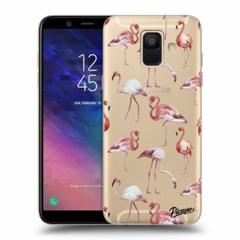 Picasee silikonowe przeźroczyste etui na Samsung Galaxy A6 A600F - Flamingos