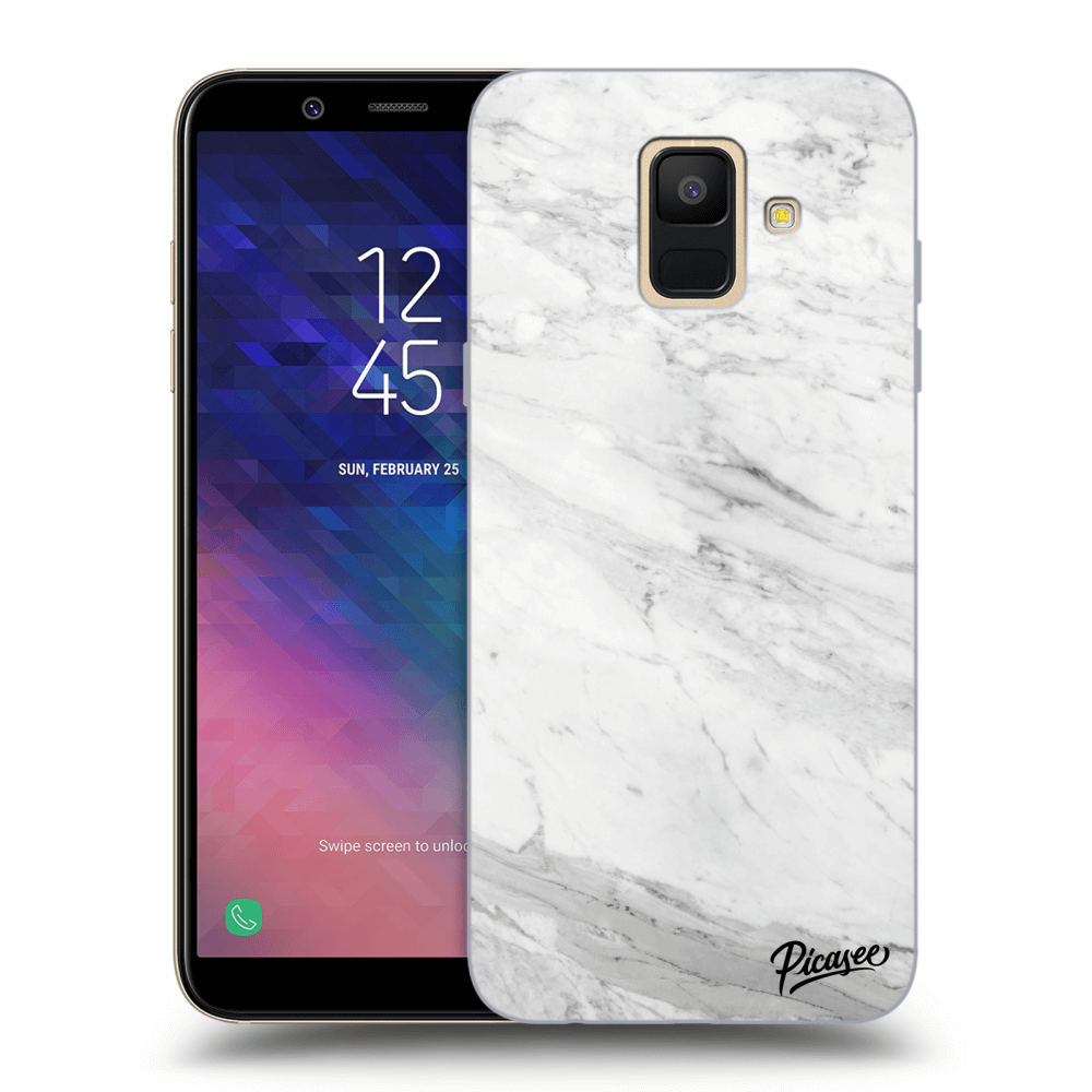 Picasee silikonowe przeźroczyste etui na Samsung Galaxy A6 A600F - White marble