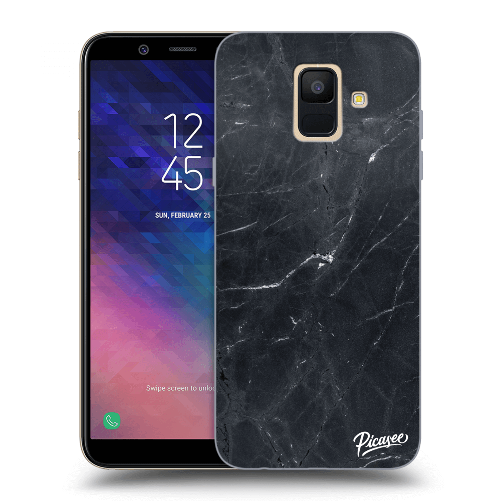 Picasee silikonowe przeźroczyste etui na Samsung Galaxy A6 A600F - Black marble