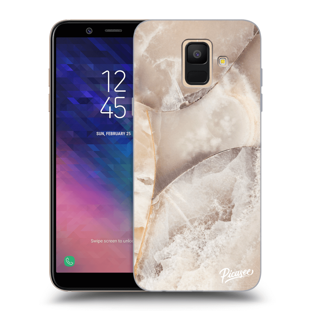 Picasee silikonowe przeźroczyste etui na Samsung Galaxy A6 A600F - Cream marble