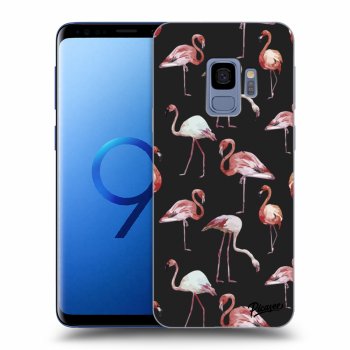 Picasee silikonowe czarne etui na Samsung Galaxy S9 G960F - Flamingos