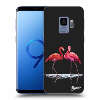Picasee silikonowe czarne etui na Samsung Galaxy S9 G960F - Flamingos couple