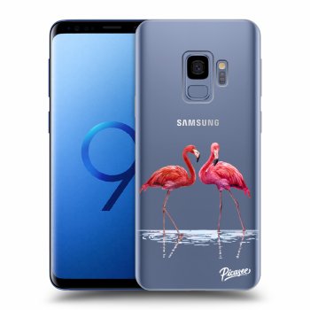Picasee silikonowe przeźroczyste etui na Samsung Galaxy S9 G960F - Flamingos couple