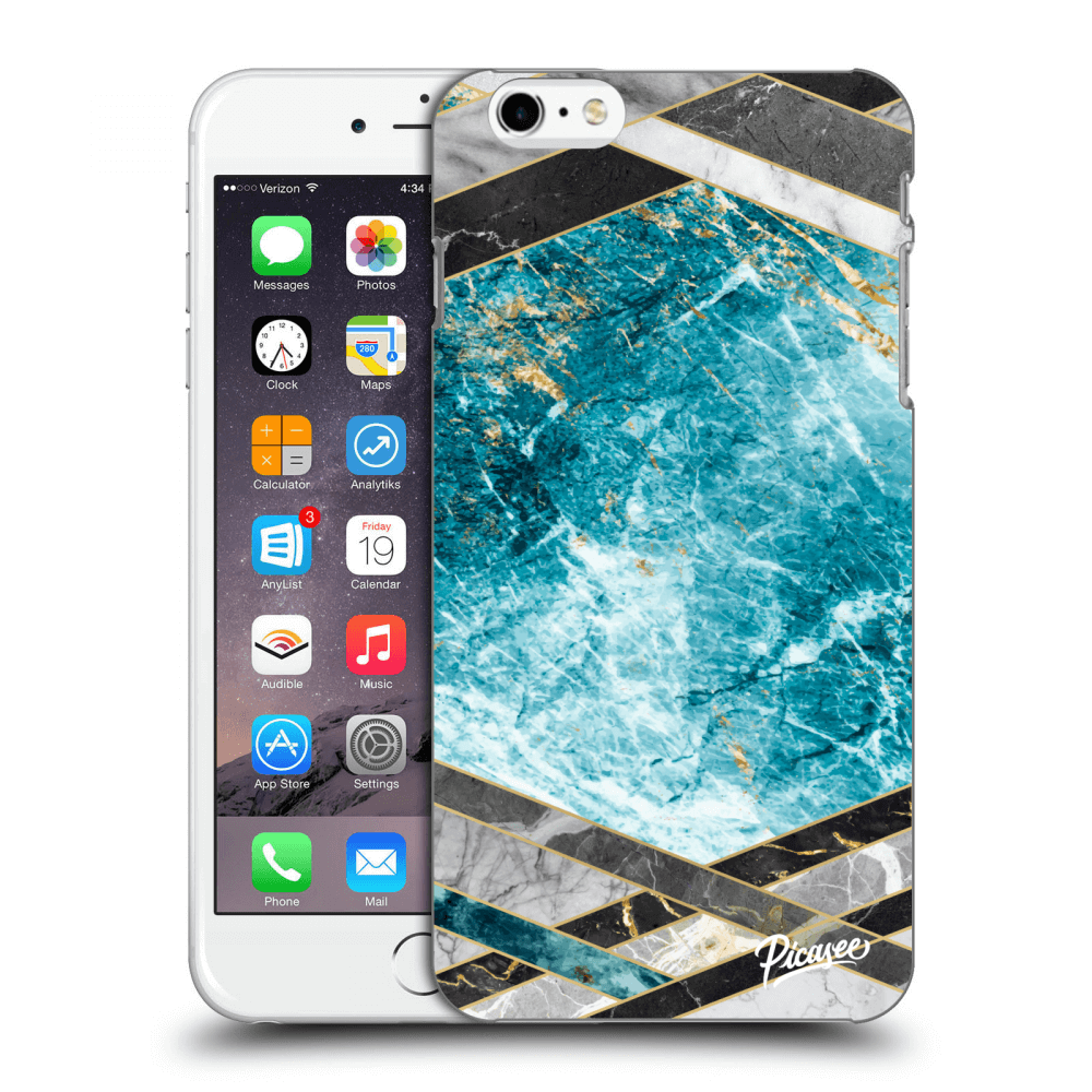 Picasee silikonowe przeźroczyste etui na Apple iPhone 6 Plus/6S Plus - Blue geometry