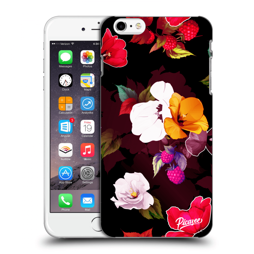 Picasee silikonowe czarne etui na Apple iPhone 6 Plus/6S Plus - Flowers and Berries