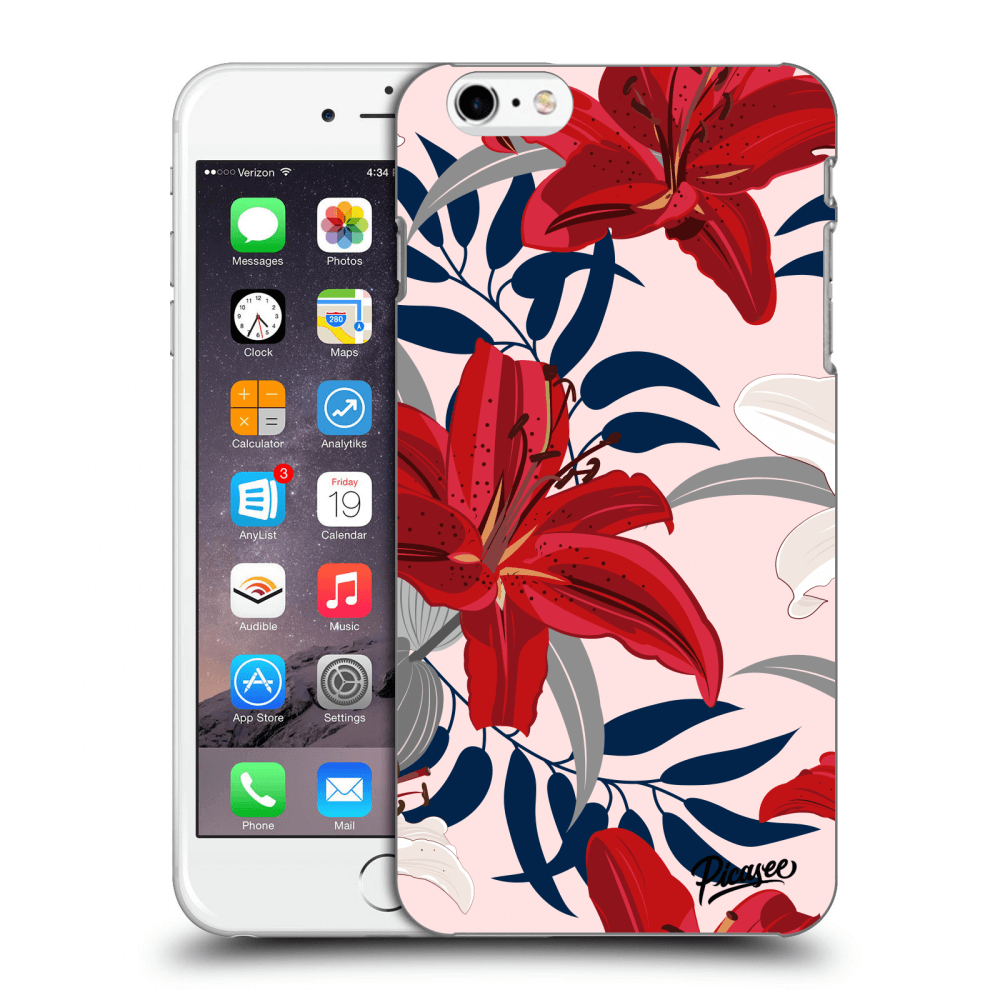 Picasee silikonowe przeźroczyste etui na Apple iPhone 6 Plus/6S Plus - Red Lily