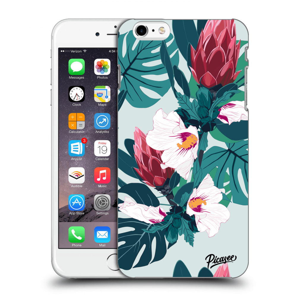Picasee silikonowe czarne etui na Apple iPhone 6 Plus/6S Plus - Rhododendron