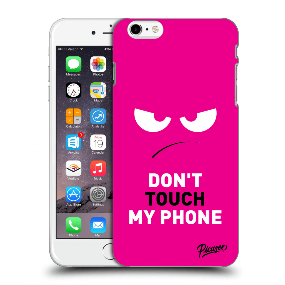 Picasee silikonowe czarne etui na Apple iPhone 6 Plus/6S Plus - Angry Eyes - Pink