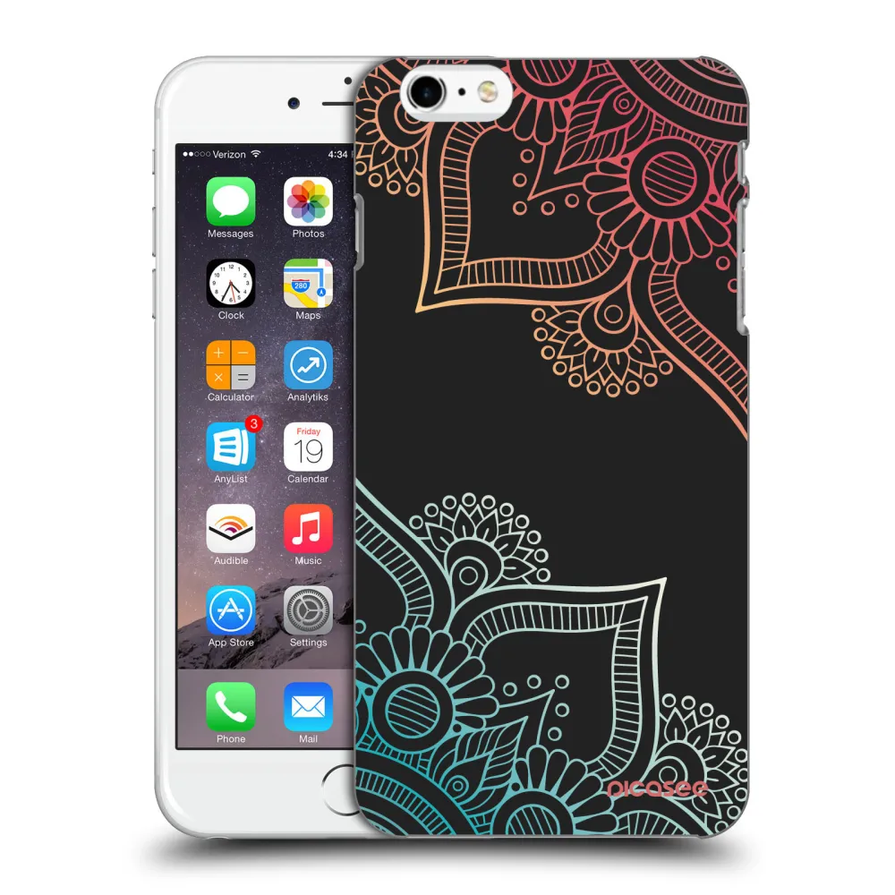 Picasee silikonowe czarne etui na Apple iPhone 6 Plus/6S Plus - Flowers pattern