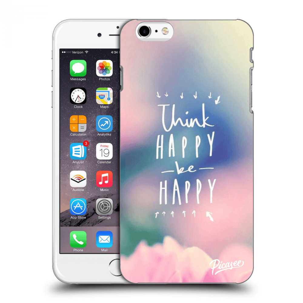 Picasee silikonowe czarne etui na Apple iPhone 6 Plus/6S Plus - Think happy be happy