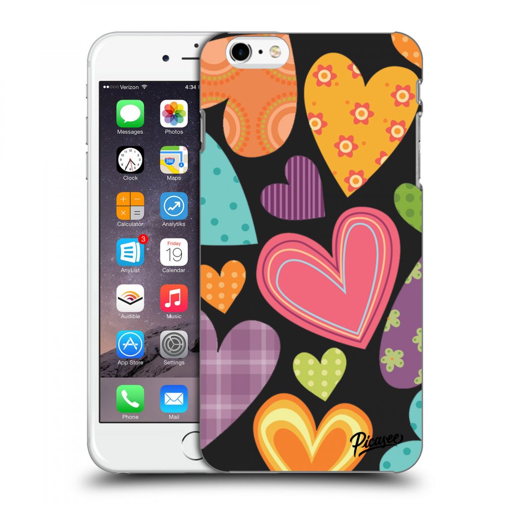 Picasee silikonowe czarne etui na Apple iPhone 6 Plus/6S Plus - Colored heart