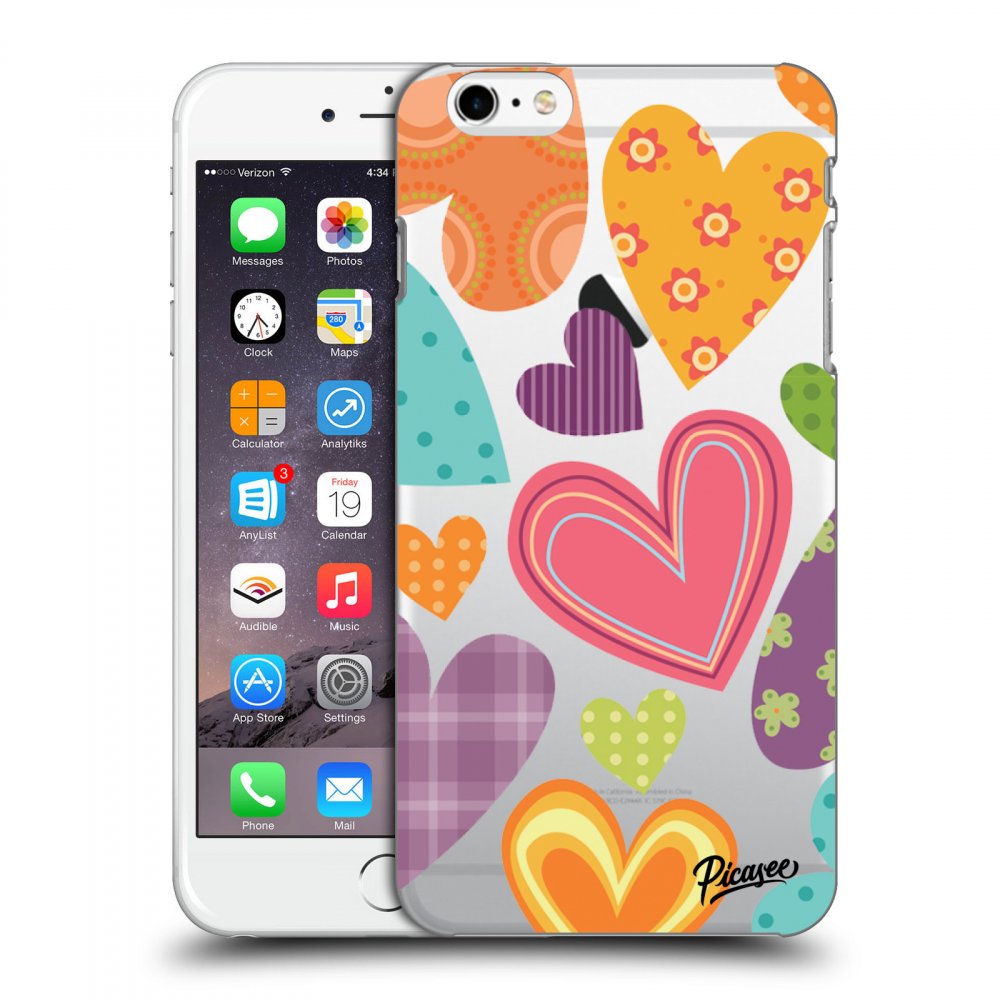 Picasee silikonowe przeźroczyste etui na Apple iPhone 6 Plus/6S Plus - Colored heart