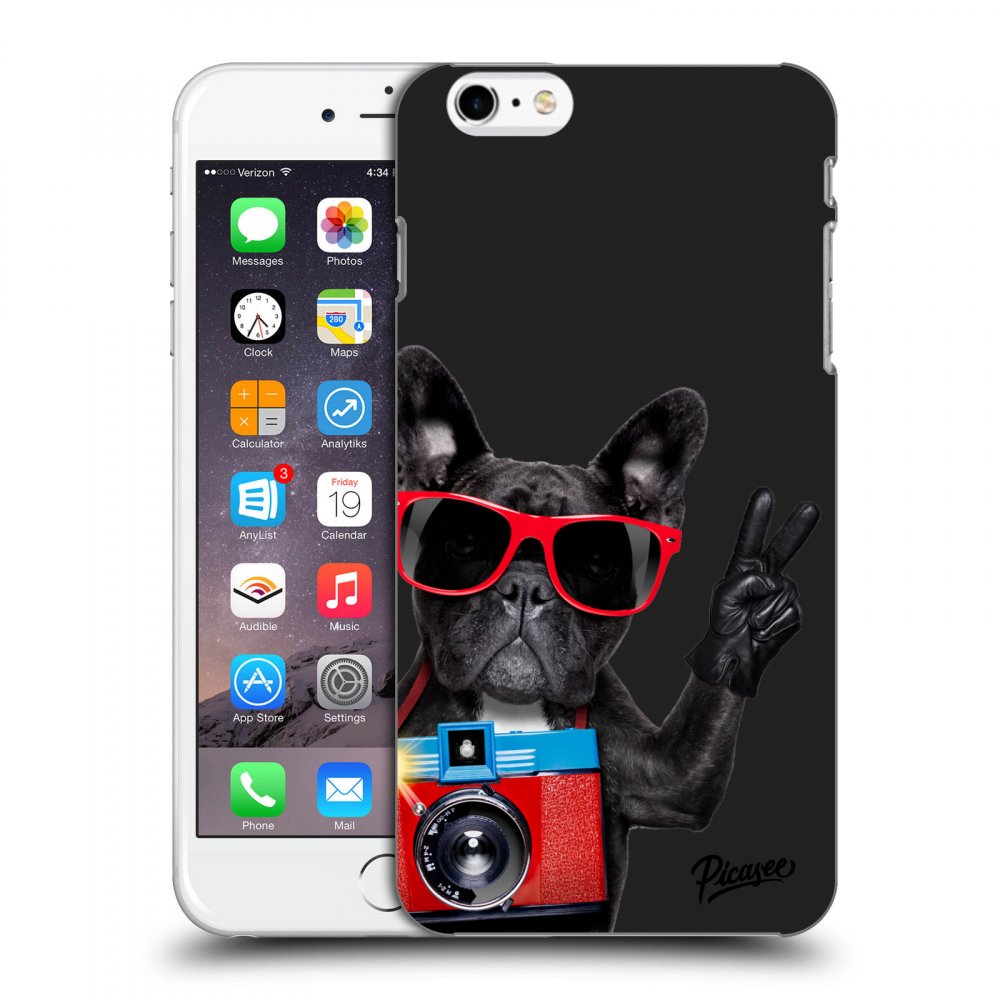 Picasee silikonowe czarne etui na Apple iPhone 6 Plus/6S Plus - French Bulldog