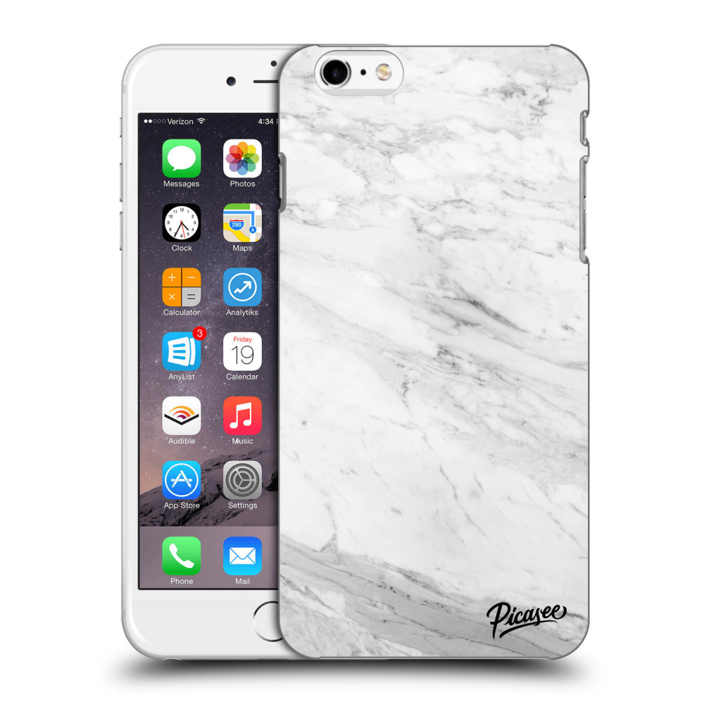 Picasee silikonowe czarne etui na Apple iPhone 6 Plus/6S Plus - White marble