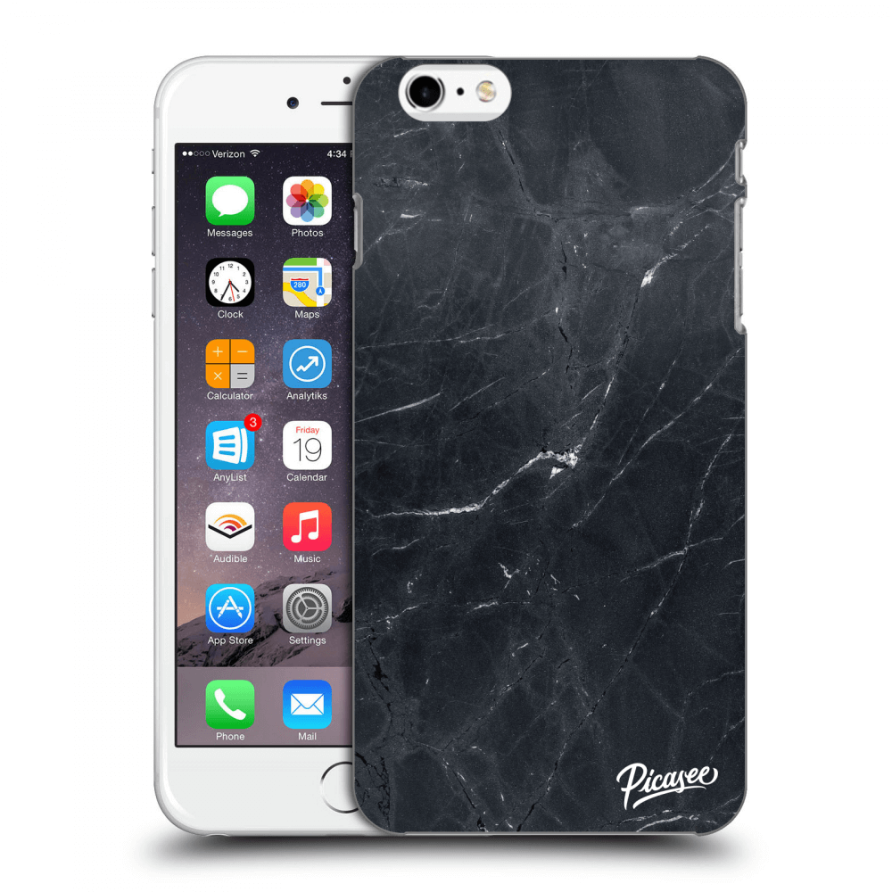 Picasee silikonowe czarne etui na Apple iPhone 6 Plus/6S Plus - Black marble
