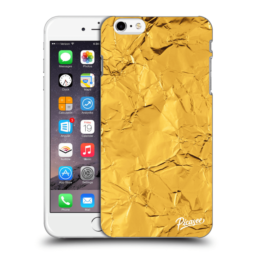 Picasee silikonowe czarne etui na Apple iPhone 6 Plus/6S Plus - Gold