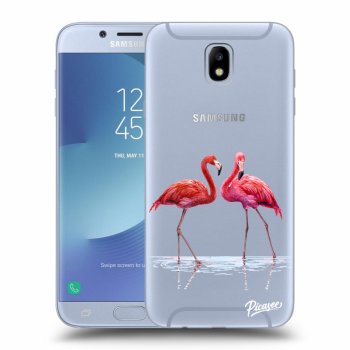 Picasee silikonowe przeźroczyste etui na Samsung Galaxy J7 2017 J730F - Flamingos couple