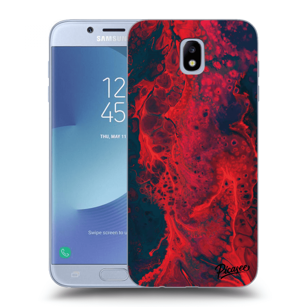 Picasee silikonowe przeźroczyste etui na Samsung Galaxy J7 2017 J730F - Organic red