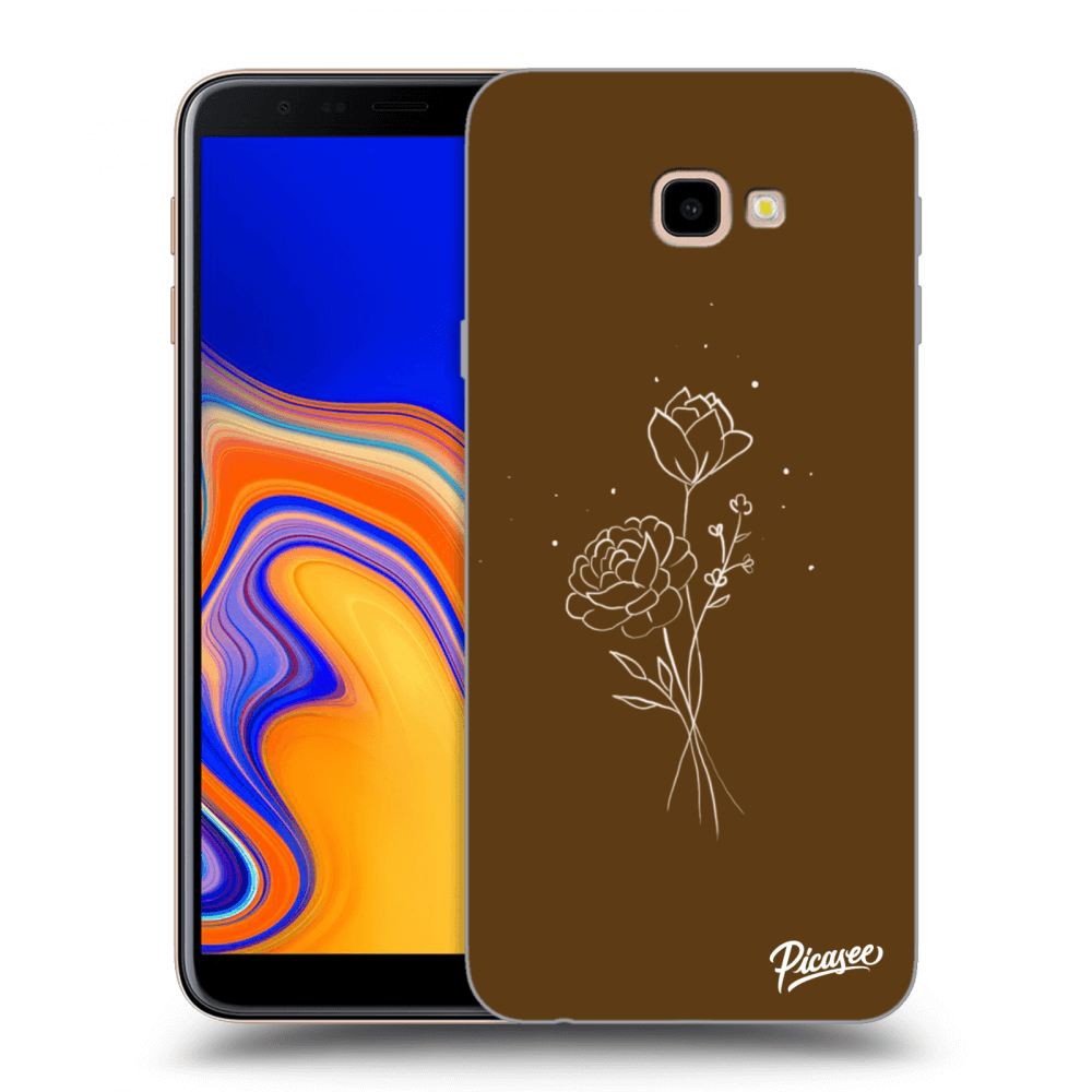 Picasee silikonowe przeźroczyste etui na Samsung Galaxy J4+ J415F - Brown flowers