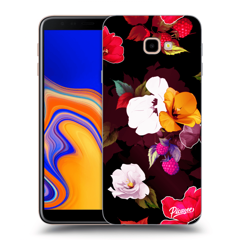 Picasee silikonowe przeźroczyste etui na Samsung Galaxy J4+ J415F - Flowers and Berries