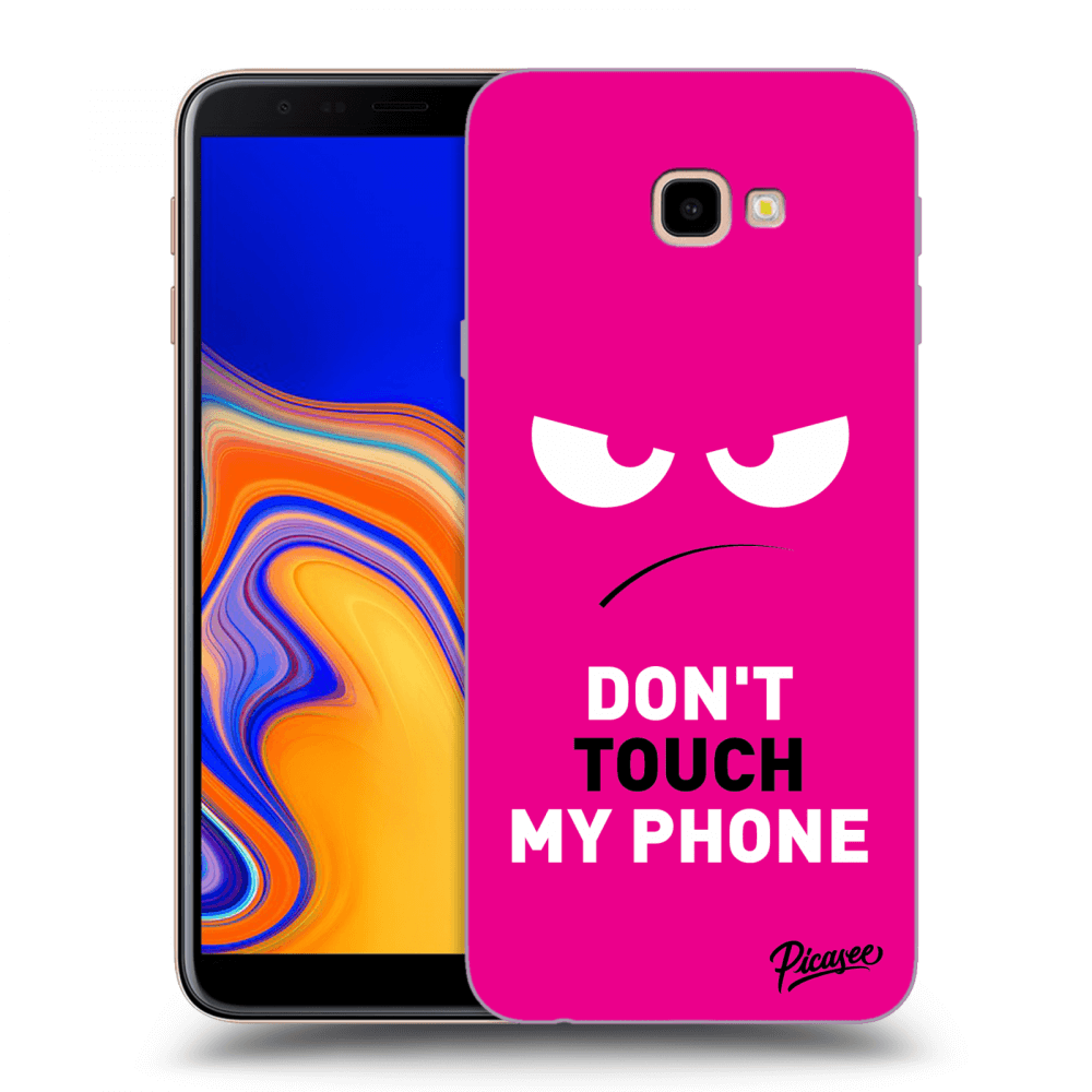 Picasee silikonowe przeźroczyste etui na Samsung Galaxy J4+ J415F - Angry Eyes - Pink