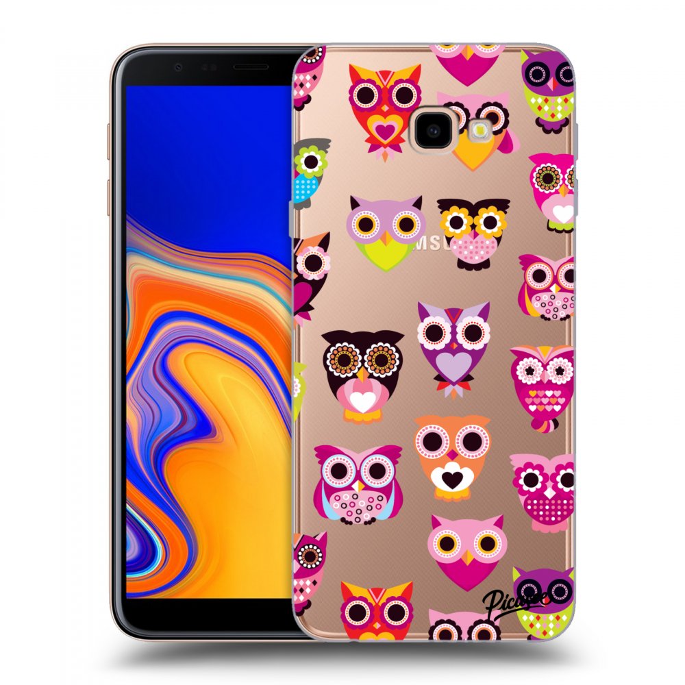 Picasee silikonowe przeźroczyste etui na Samsung Galaxy J4+ J415F - Owls