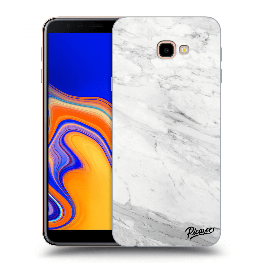 Picasee silikonowe przeźroczyste etui na Samsung Galaxy J4+ J415F - White marble