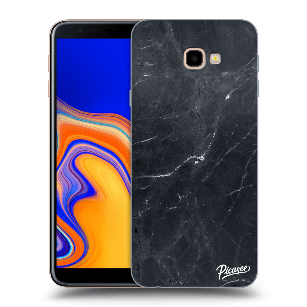 Picasee silikonowe przeźroczyste etui na Samsung Galaxy J4+ J415F - Black marble