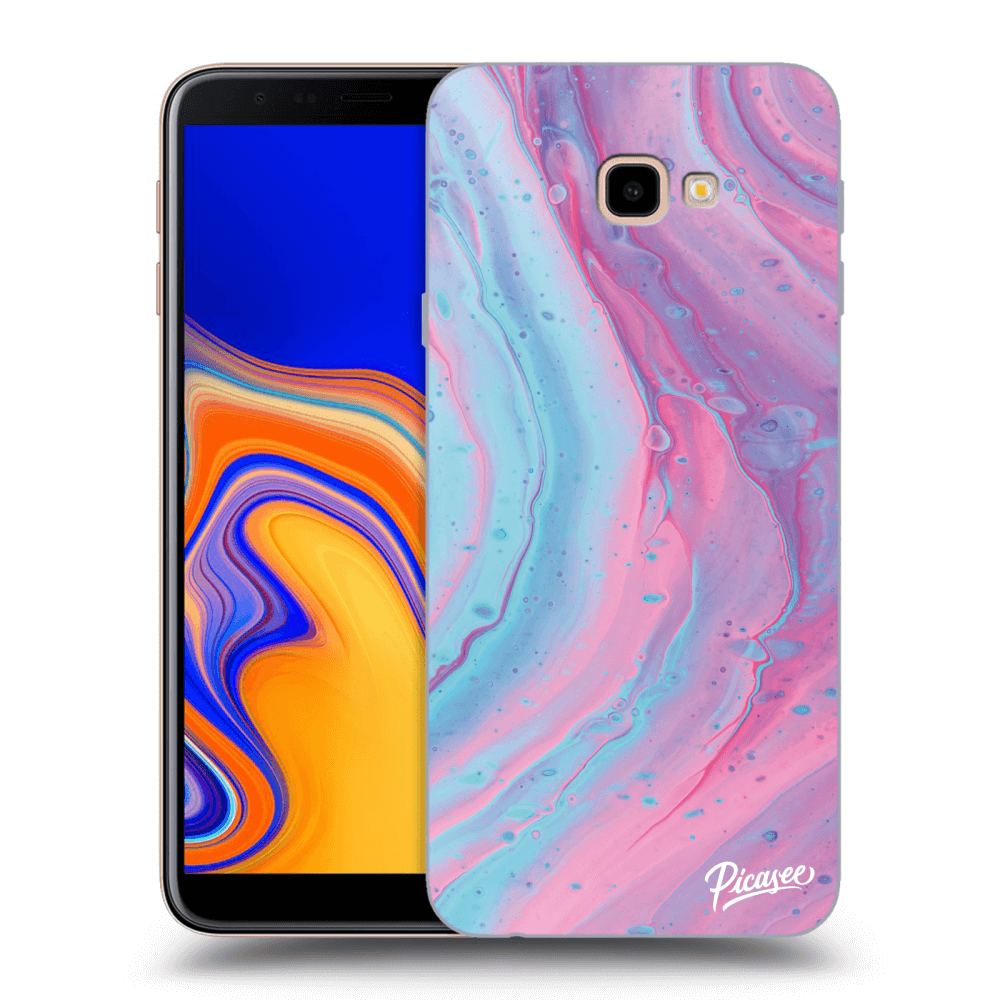 Picasee silikonowe przeźroczyste etui na Samsung Galaxy J4+ J415F - Pink liquid