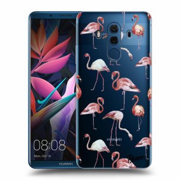 Picasee silikonowe przeźroczyste etui na Huawei Mate 10 Pro - Flamingos
