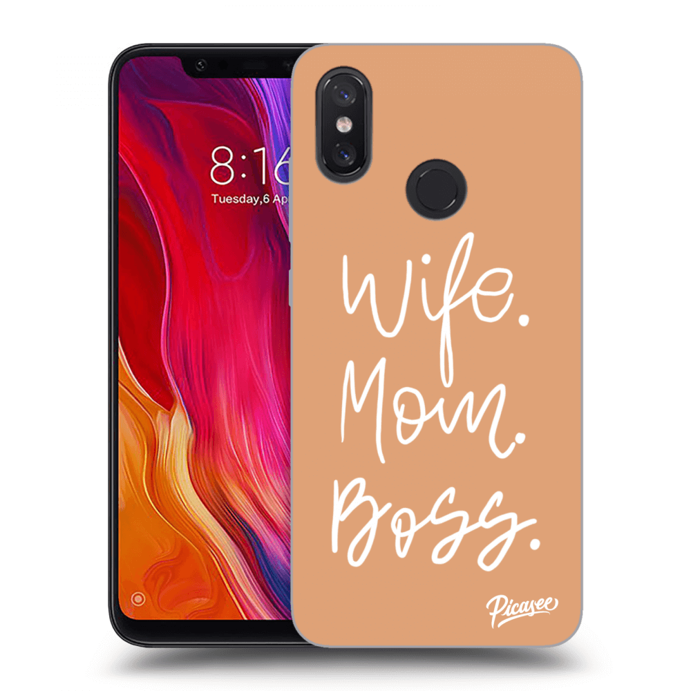 Picasee silikonowe czarne etui na Xiaomi Mi 8 - Boss Mama
