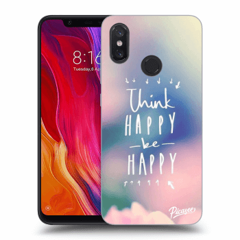 Picasee silikonowe czarne etui na Xiaomi Mi 8 - Think happy be happy