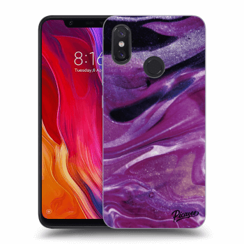 Picasee silikonowe czarne etui na Xiaomi Mi 8 - Purple glitter