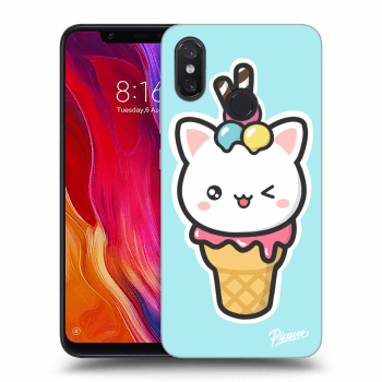 Picasee silikonowe czarne etui na Xiaomi Mi 8 - Ice Cream Cat