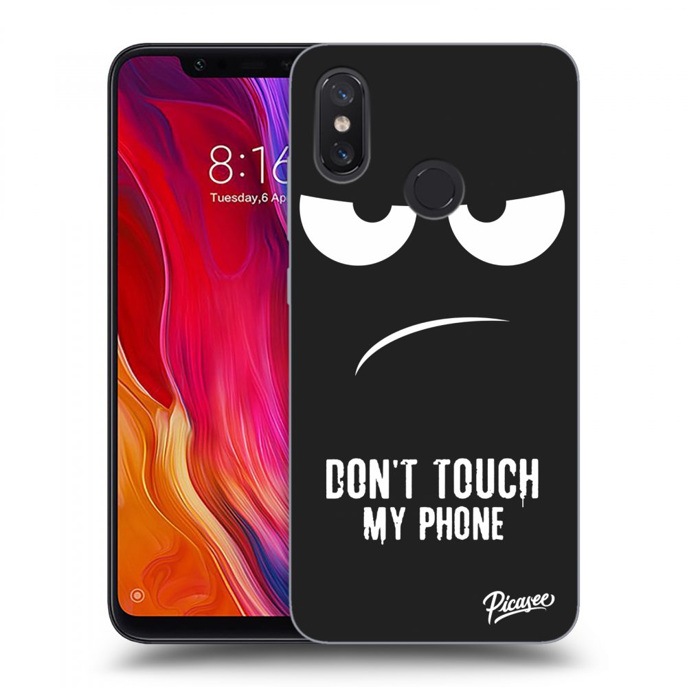 Picasee silikonowe czarne etui na Xiaomi Mi 8 - Don't Touch My Phone