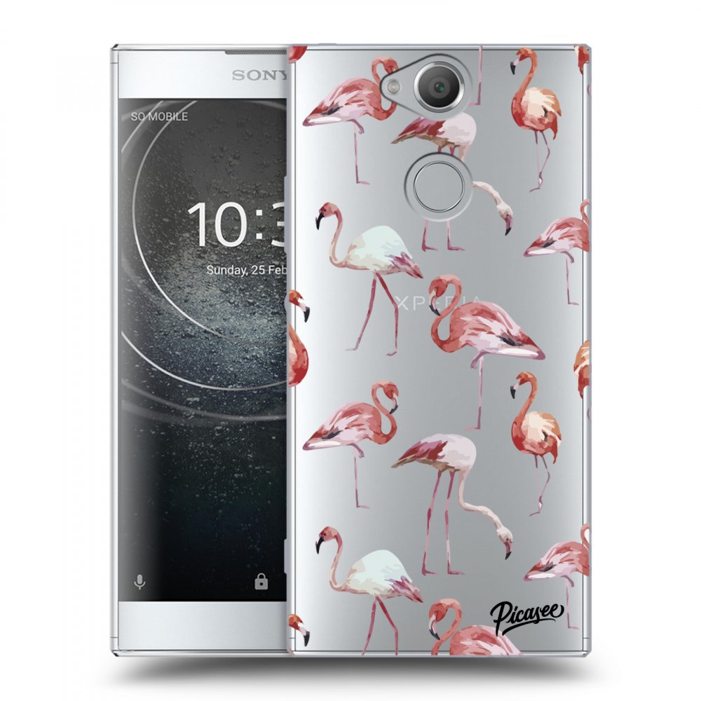 Picasee silikonowe przeźroczyste etui na Sony Xperia XA2 - Flamingos